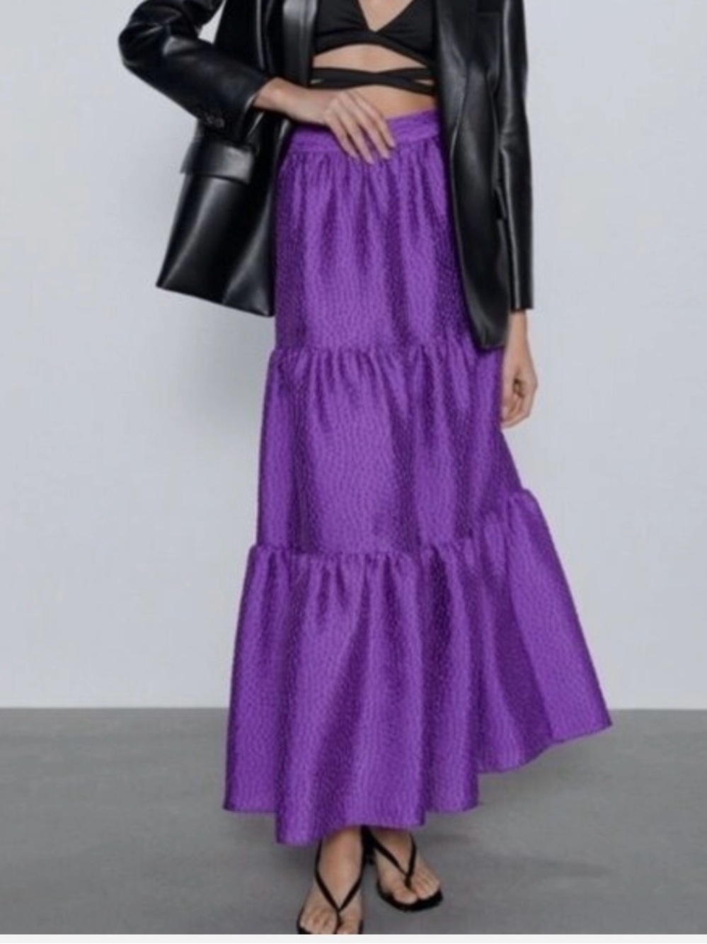 Zara Violet Tiered Maxi Skirt